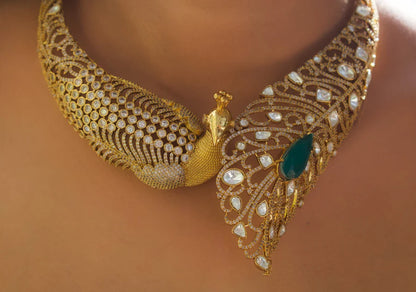 Designer Peacock Statement Hasli with designer earrings