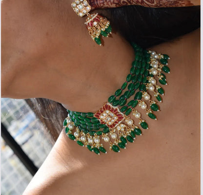 Sonakshi Sinha inspired emerald choker with matching jhumki