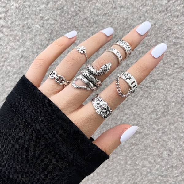 CUEEN MULTI DESIGNS RING SET (ADJUSTABLE)