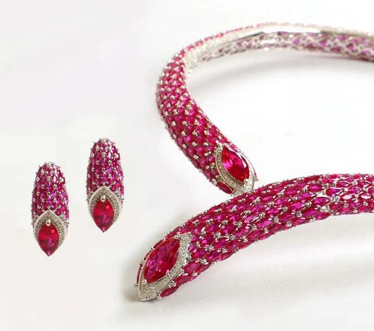 Exclusive ruby and zircona hasli -Designer Exclusive set