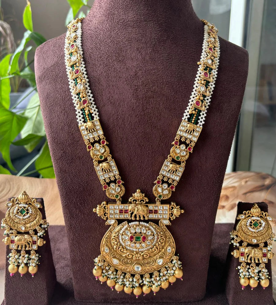 Tradional Rajwadi Elephant Necklace Set