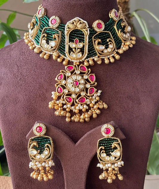 Designer Polki Peacock Kundan Necklace