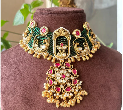 Designer Polki Peacock Kundan Necklace