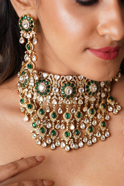 Ishita Bridal Indian Choker Set | Antique Gold