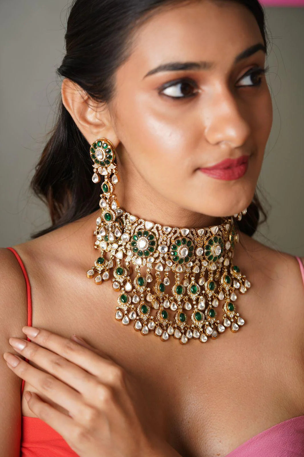 Ishita Bridal Indian Choker Set | Antique Gold