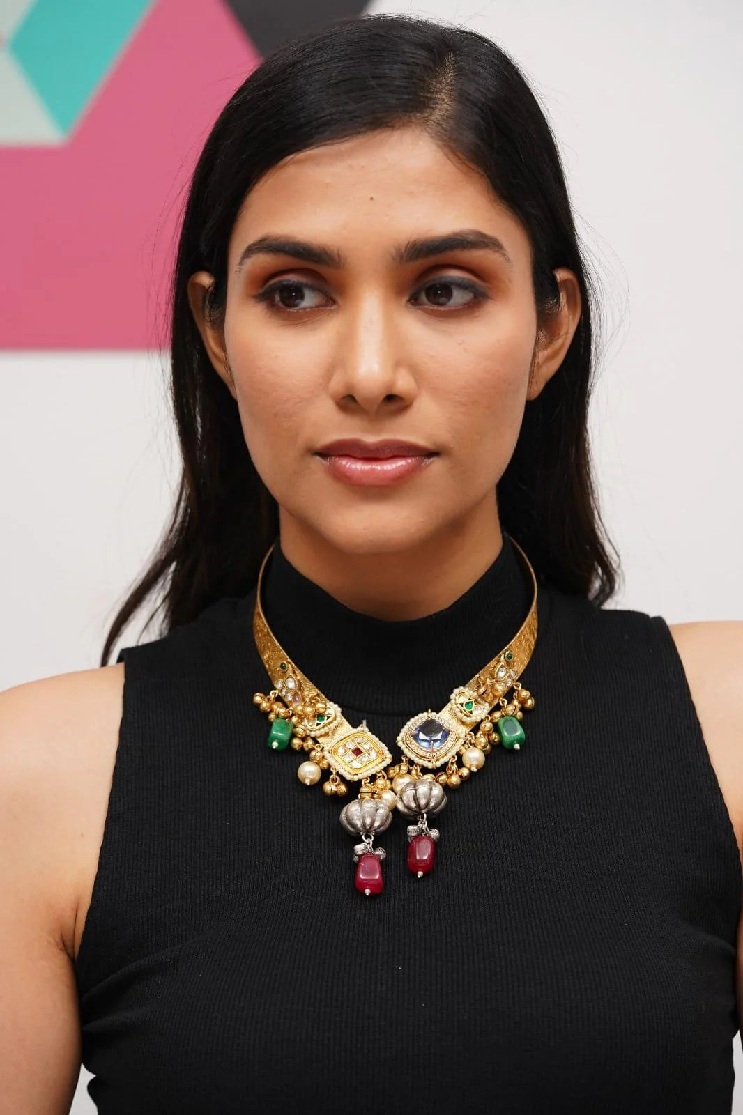 Nirali Banjaran Statement Collar Necklace | Gold And Silver Polish