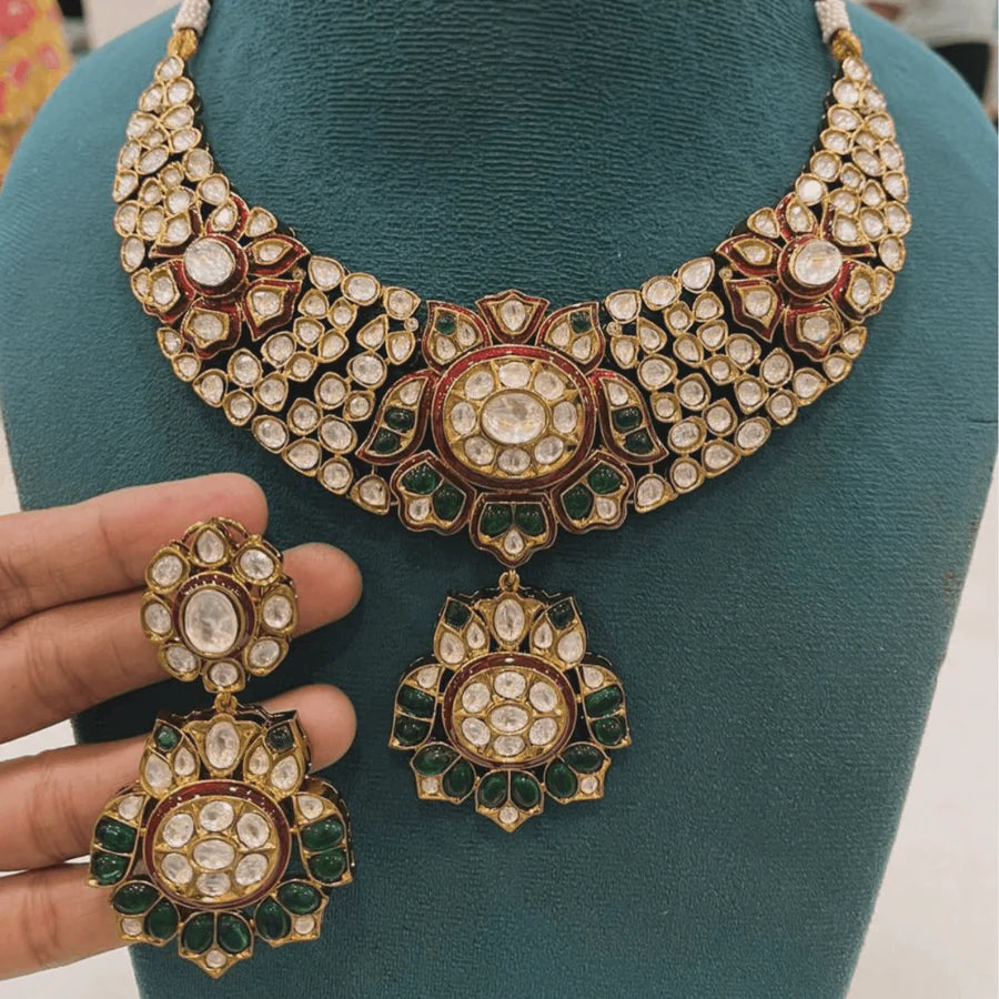 Modern Kundan ,Polki and Enamel Necklace Set